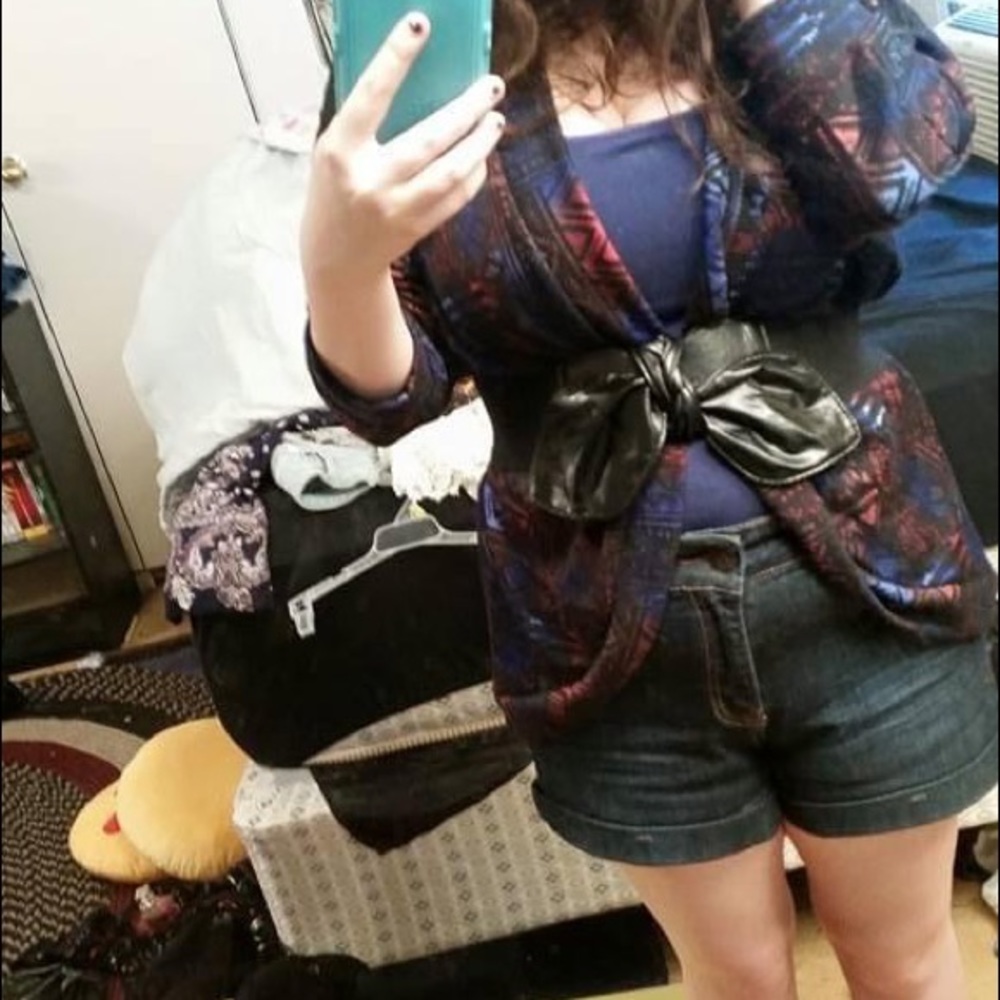 Black, Blue & Red Aztec Print Cardigan - Picture 4 of 4